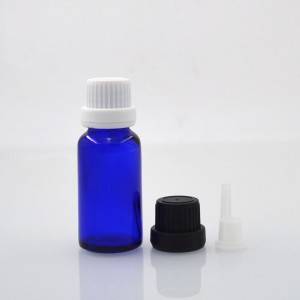 China fábrica 10ml esencial coalt botella de aceite azul parafuso de plástico neno adulteración tapa contagotas proba con orificio