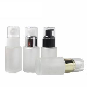 30ml wholesale cylinder frosted glass serum empty bottle with pump spray