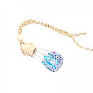 12ml display empty clear logo design cosmetic filling diffuser oil clay hanging car perfume bottle with wooden cap  
