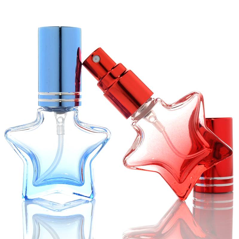 One of Hottest for Glass Bottle Dropper -
 8ml empty color design fancy star shaped mini travel pocket perfume glass spray bottles – Linearnuo