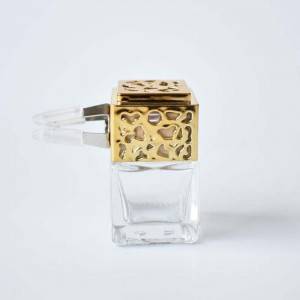 6ml clear refillable square car perfume glass bottles empty with metal ring