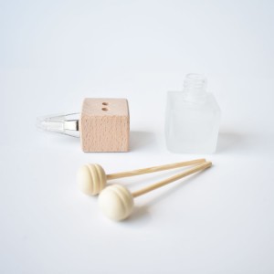 Perfume Diffuser meşkên rûnê cam car şûşeyek 5ML bi cap wooden