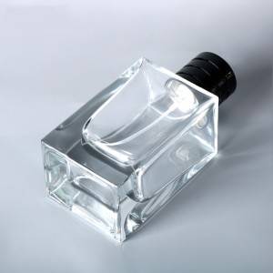 Transparent luxury square  perfume glass bottle for men design your own perfume bottle 100ml with black uv sprayer cap