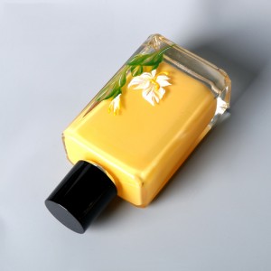 100ml square clear glass perfume bottle with printed logo