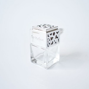 6ml egyértelmű újratölthető négyzet autó parfüm üveg palackok üres fém gyűrűvel