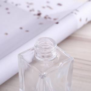 Groothandel reghoekige vorm kristal aroma dekoratiewe glas riet diffuser bottel met metaal cap 100ml