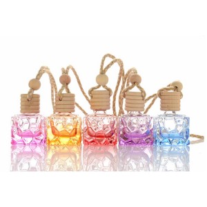 7ml Square shaped Crystal Glass Perfume bottle Colorful Essential Oil Car Perfume glass Bottles