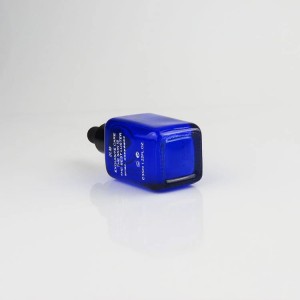 Coalt cuadrado azul botella de aceite esencial de diseño a medida de cristal cosméticos fabricante de botellas cuentagotas