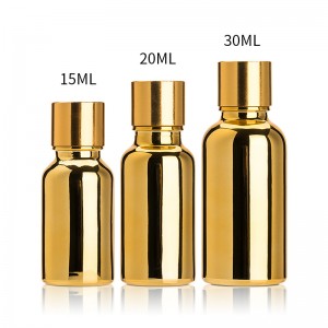 Luxury electroplated golden custom deisgn empty essential oil glass bottles manufacturer