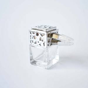 6ml clear refillable square car perfume glass bottles empty with metal ring