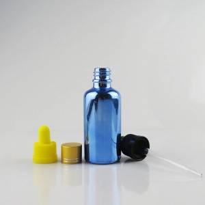 30ml 50ml coalt blue uv electroplated glass luxury essential oil bottle with pipette  