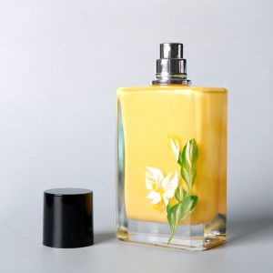 100ml square clear glass perfume bottle with printed logo