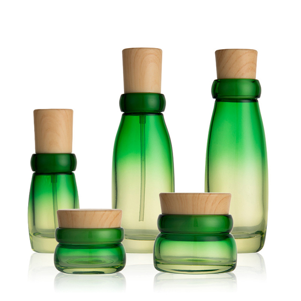 OEM Supply Nail Polish Glass Bottle -
 30g 50g /50ml 100ml 120ml new design leaf shape green coating glass cosmetic empty bottles with bamboo pattern plastic cap – Linearnuo