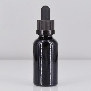30ml Matte Սեւ Essential Oil Bottle դիզայն պիտակները դատարկ ապակե Dropper շշեր