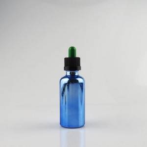 30ml 50ml coalt blue uv electroplated glass luxury mahahalagang langis bote na may pipette  