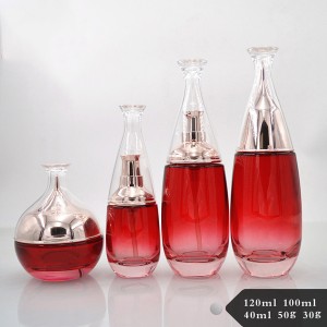 30g 50g / 40ml 100ml 120ml gradient rode aangepaste kleur cosmetische glazen fles en jar