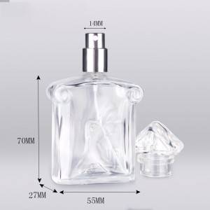 Wholesale factory glass perfume bottle 50ml clear empty refillable perfume spray bottle