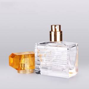 30ml clear square empty glass spray perfume bottle with high-end uv plastic cap