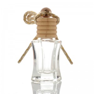 7ml 8ml car air freshener factory clear empty glass hanging car perfume bottle with wooden cap    
