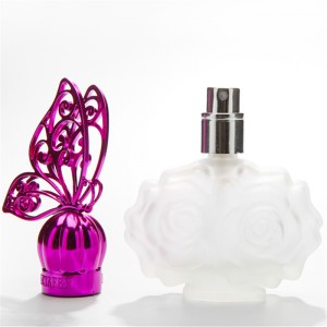 30ml wholesale bulk frosted butterfly bottle cap flower shape empty vial lady perfume glass bottle