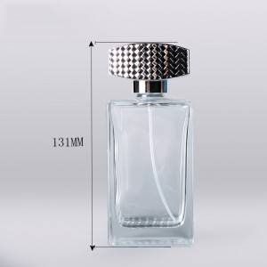 Wholesale square perfume bottle 100ml mens perfume bottle glass with luxury silver bottle cap
