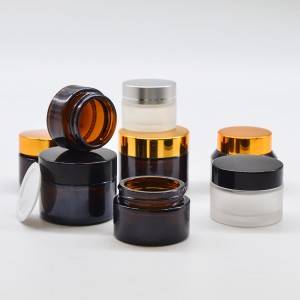5g 10g 15g 30g 50g factory empty amber cosmetic cream jar with black lid
