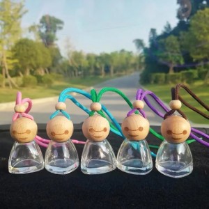 New Design10ml mini colorful cartoon shaped hanging car perfume bottle with colored rope