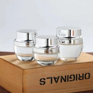 In stock 30ml 50ml 100ml 120ml clear galss cosmetic set with cream jar