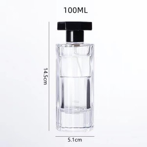 New design 100ml unique vertical stripe glass perfume bottle with logo printing