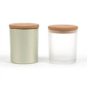 Big discounting Mini Glass Wine Bottle - Frosted glass candle jar with wooden lid wholesale  – Shining