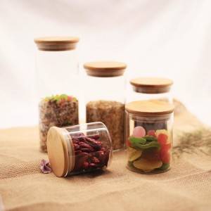 Custom made borosilicate glass jar with bamboo lid