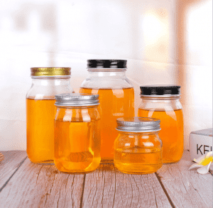 Glass honey jar with lids wholesale