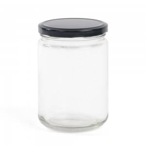 Glass food container pickle jar with tin lid