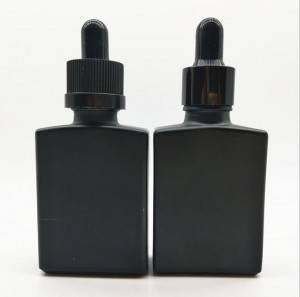 Frasco conta-gotas de óleo essencial quadrado preto de 30ml
