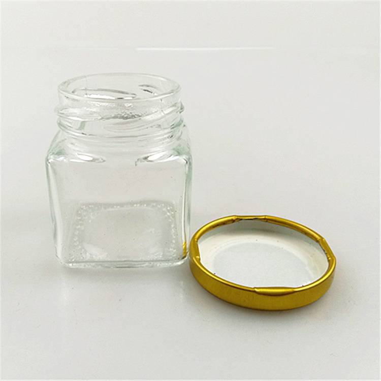 50ml empty glass food jar square shape with metal lid Featured Image
