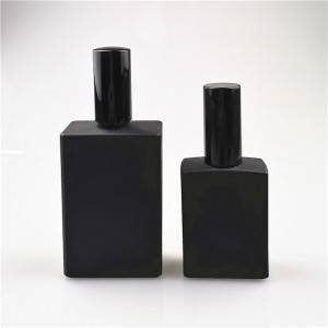 100 ml portable flat shoulder black lotion pump glass bottle