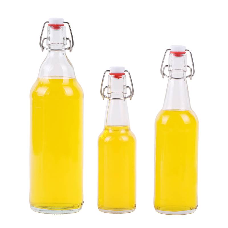 330ml 500ml 1000ml transparent glass water bottle with swing top Featured Image