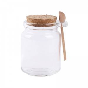 250ml glass honey jar with wooden cap and spoon