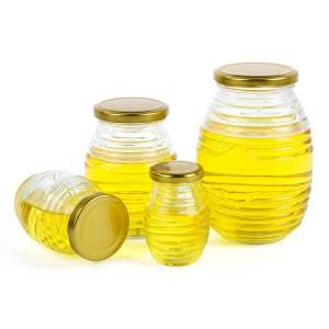 wholesale glass honey bee storage jar with cap