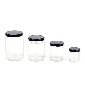 high quality glass honey jar with metal lid