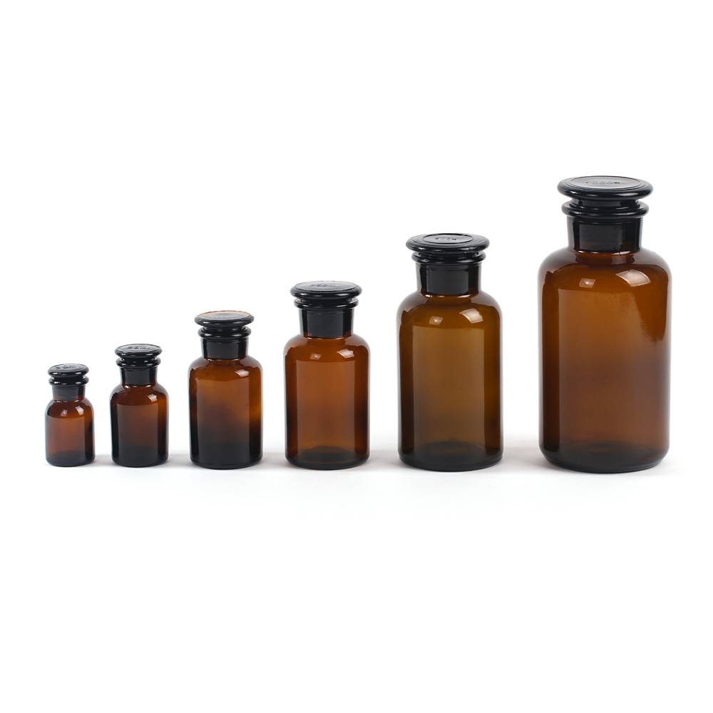 Amberkleurige glazen chemische reagensfles 125 ml 250 ml 500 ml 1000 ml