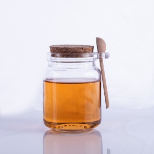 250ml glass honey jar with wooden lid and spoon