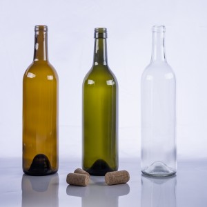 750ml wine glass bottle with cork