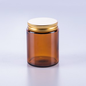 Amber glass candle jar with lid