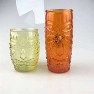 Colored Tiki glass mason jar mug
