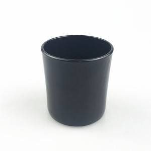 200ml round shiny black glass candle jar holder