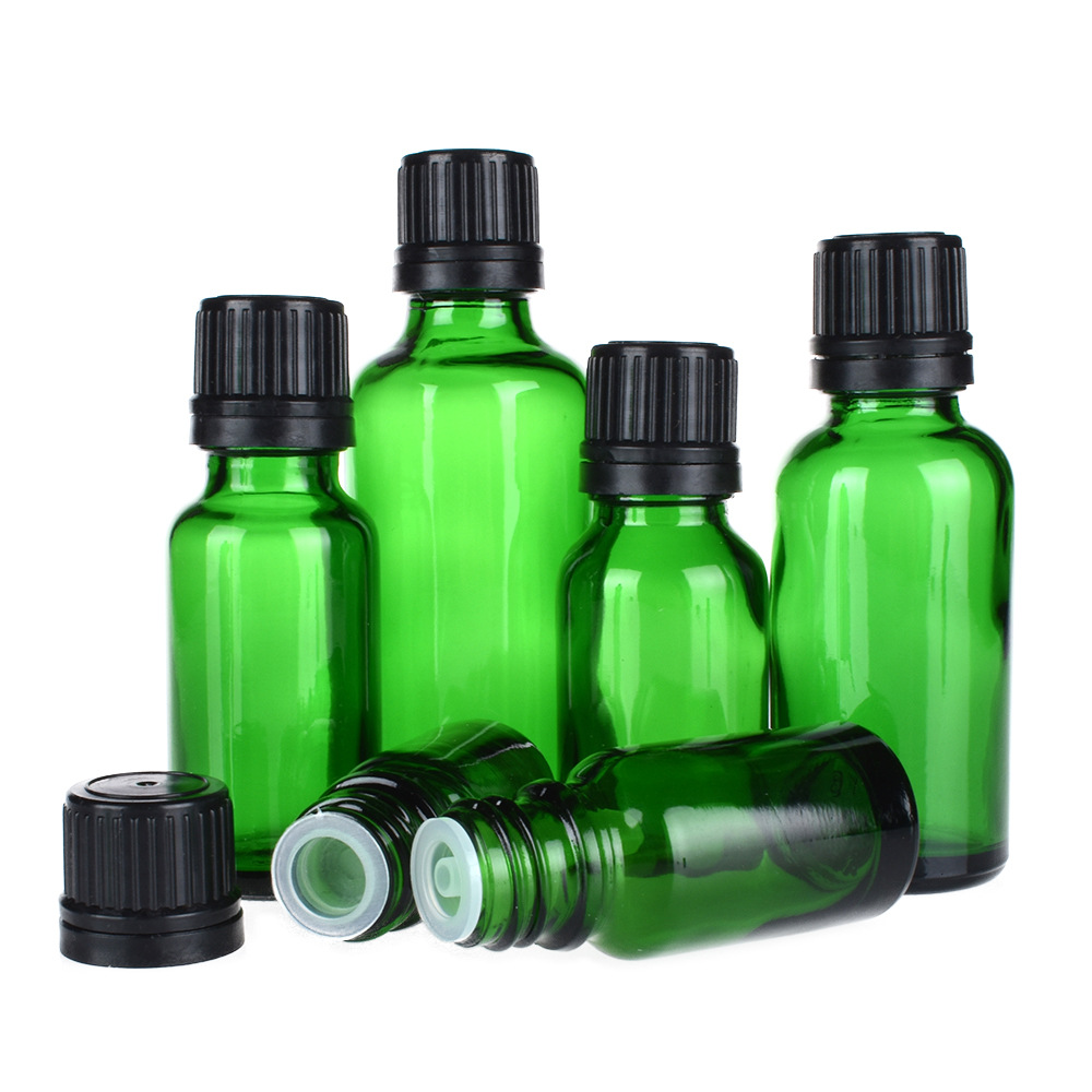 Green Glass Essential Oil Bottle with Dropper Cap Featured Image