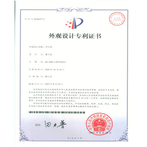 Tashqi ko'rinish dizayni patent certificate2