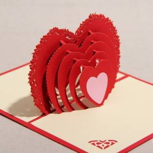 3D Handmade Heart Shape Cheap Greeting Card