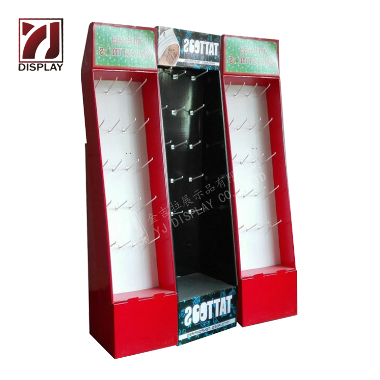 Corrugated Hanging Cell Phone Accessories Display Stand Double Sided Cardboard Floor Display